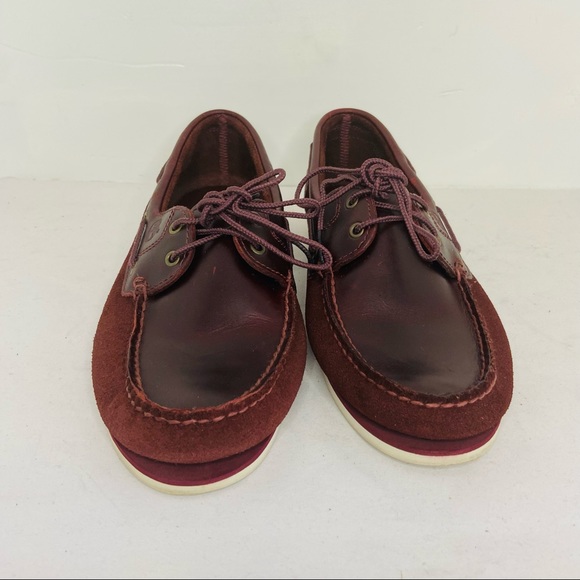 Timberland Women's Size 10M Classic 2-Eye Boat Shoes Red Brown Leather Suede - Picture 2 of 9